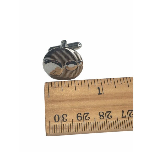 Vintage Cufflinks MCM Silver Tone  Round Geometric Circle Mid Century Estate - Picture 8 of 9